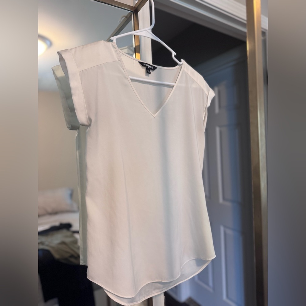 Express White V-Neck Blouse